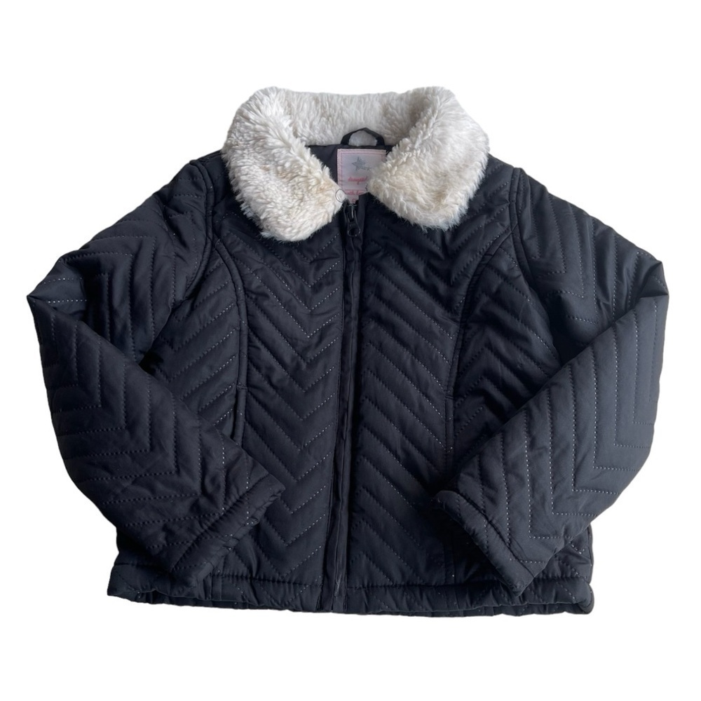Gymboree Black Quilted Faux Fur Collar Jacket US S (5-6)